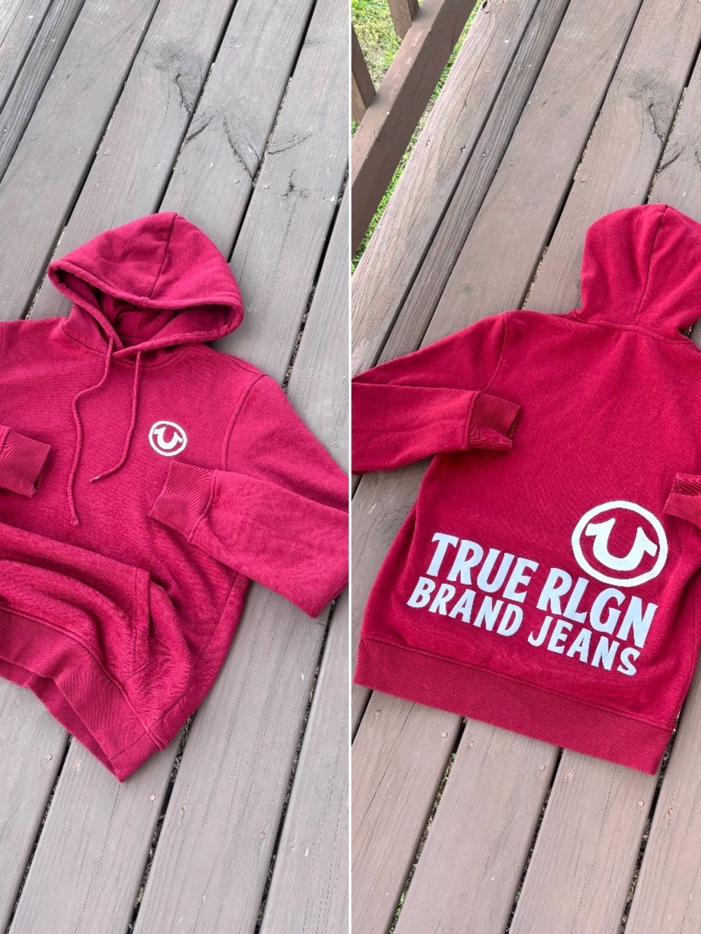 True Religion Burgundy Logo Hoodie